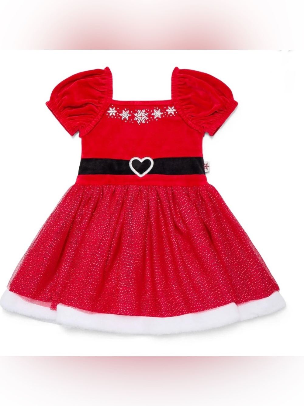 NWT-Holiday Time 3T Toddler Girl’s Santa Puff Sleeve Tutu Dress